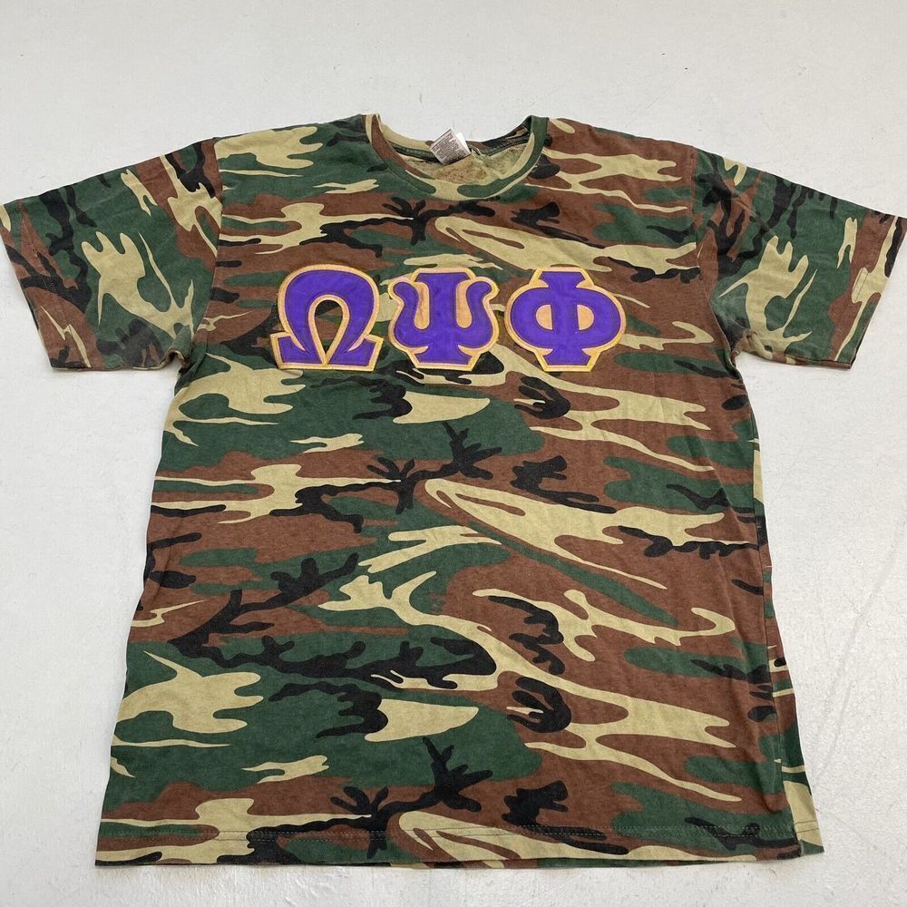 Omega Psi Phi Fraternity Camo Shirt Sz L